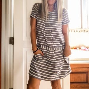 J. Crew Striped Pockets Short Sleeves Dress Snap Button closure 4